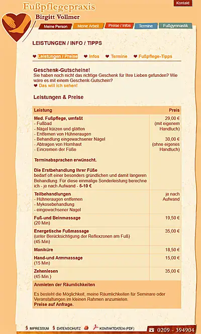 Webagentur Essen launcht www.fusspflege-vollmer.de