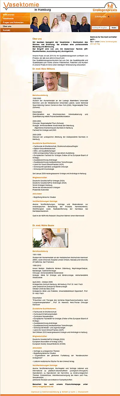 Webagentur Essen launcht www.vasektomie-harburg.de